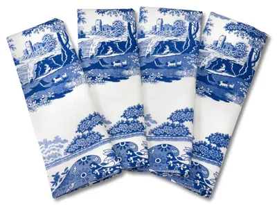 Servietten-Set S/4, 45 x 45 cm, Blau & Weiß, Baumwolle