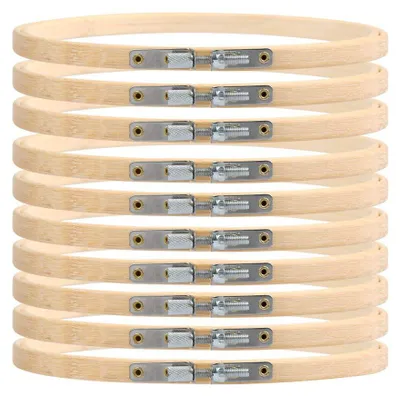 Stickrahmen-Set, 10 Stück, 15 cm, Bambus, verstellbar, rund