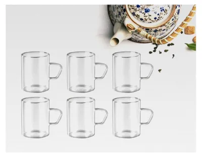 Produktbild von Dünne Teegläser und Kaffeegläser mit Henkel aus Borosilikatglas, 6er Set