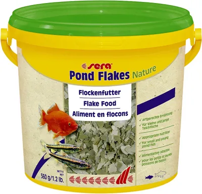 Produktbild von sera Pond Flakes, Teichfische, Trockenfischfutter, Splitter, Vitamin A, Vitamin B1, Vitamin B2, Vitamin C, Vitamin D3, Vitamin E, Klein, 21%