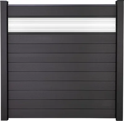 Produktbild von Zaun Hauptelement GroJa Solid Stecksystem ohne Pfosten mit Designelement 30er Glaseinsatz 180 x 180 cm anthrazit