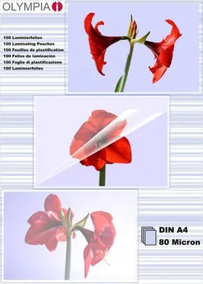 Produktbild von Olympia 1x100 DIN A4 80 micron, Transparent, DIN A4, 100 Stück(e)