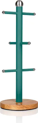 Image de SWAN Nordic Nordic Porte-tasses pour 6 tasses Acier au carbone et socle en bambou Vert moderne