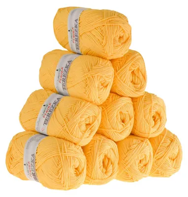 10 x 50g Strickgarn TEREZKA 100% Baumwolle, verkehrsgelb