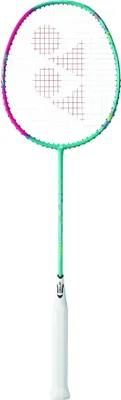 A badminton racket is shown against a white background.