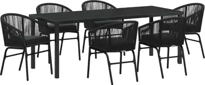 Immagine prodotto di vidaXL Set da pranzo da giardino 7 pezzi in acciaio verniciato a polvere nero