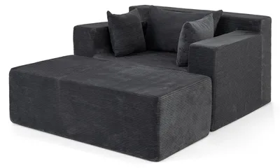 Imagen del producto de Sofá modular COSTWAY con otomana, sofá de suelo tapizado en tela resistente, capacidad de hasta 150 kg, sillón reclinable con 3 cojines y funda desmontable, sofá de esquina gris, 127 x 91 x 69 cm