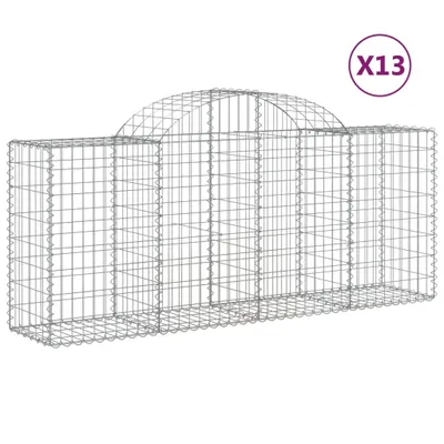 Productafbeelding van vidaXL Gabionen met boogvorm, 13 stuks, 200x50x80/100 cm, verzinkt staal