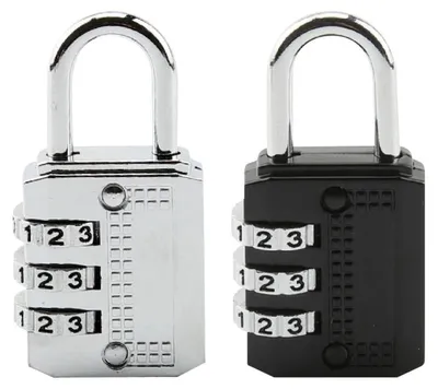Image de Cadenas numériques à 3 chiffres, résistants aux intempéries, en alliage de zinc et en acier plaqué. Lot de 2