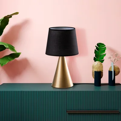 Produktbild von Opviq, Moderne Tischlampe (E27, 40W) Gold/Schwarz, 28x28x52 cm | 100% Metall