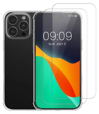 Obrázok produktu pre kalibri puzdro kompatibilné s puzdrom Apple iPhone 16 Pro Max - Puzdro na mobilný telefón s ochrannou fóliou 2x sklo - Kryt puzdra na mobilný telefón v priehľadnej farbe