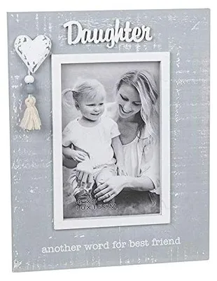 Shabby Chic Fotolijst 4x6 Zilver-Grijs mit Herz und Quaste