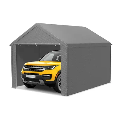 Obrázok produktu pre TRMLBE Prístrešok na auto 3x4 m Stanová garáž s odnímateľnými bočnými stenami Veľký garážový stan Skladovací stan UV ochrana Vetruvzdorný Zimný stan Prístrešok na auto, sivý