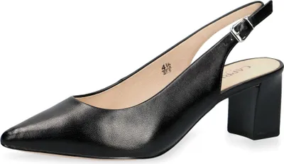 Produktbild von Caprice Damen Slingpumps Leder spitze Form Blockabsatz 9-29605-20, Größe:38.5 EU, Farbe:Schwarz