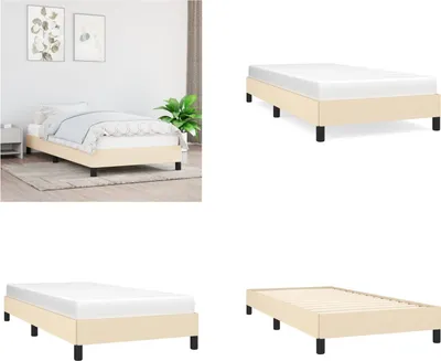 Produktbild von vidaXL Bettgestell Creme 100x200 cm Stoff - Bettgestell - Bettgestelle - Bettrahmen - Bett