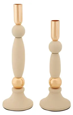 Immagine prodotto di Mauro Ferretti Portacandele Strek Crema set 2 Pz, Ø9,5x25-9,5x30 cm