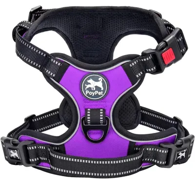 Image de Harnais pour chien, anti-traction, réfléchissant, réglable, rembourré, avec poignée, couleur violet, taille XS