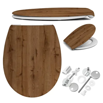 Produktbild von Universeller Toilettensitz 36 x 44 cm, oval, mit Absenkautomatik, abnehmbar, stabil, dekorativ, farbiges Nachbildung