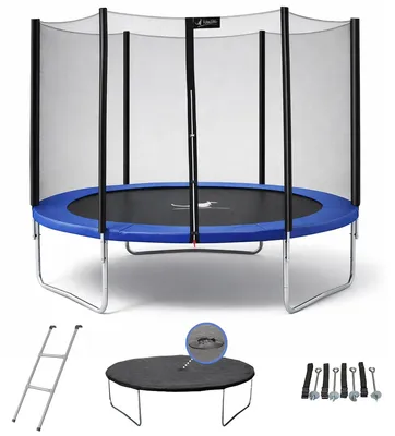 Produktbild von Rundes blaues Trampolin Ø 300cm mit Netz, Leiter, Abdeckung und Verankerungsset