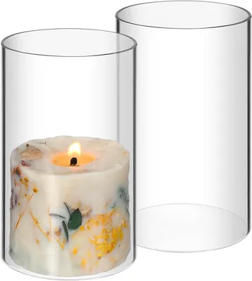Immagine prodotto di Cilindri in vetro per candele, 2 pezzi, 9 x 15 cm