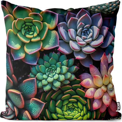 Produktbild von VOID Bunte Sukkulenten Pflanzen Garten Kissenbezug Kissenhülle sofa couch wohnzimmer dekoration wasserfest Outdoor Garten Kissen bezug deko