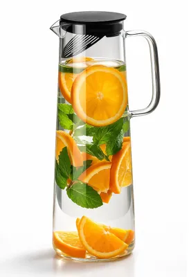 Produktbild von Wasserkaraffe 1,4 l mit Deckel und Filter – Glas – Schwarz – Glaskaraffe 1,4 l
