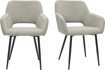 Produktbild von Miliboo - Stühle aus taupefarbenem Cordstoff und schwarzem Metall (2er-Set) LAURETTE