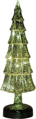 Productafbeelding van Kerstboompje glas led op batterij met timer 34x11 cm groen Anna's Collection