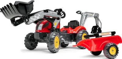 Produktbild von Falk Trettraktor Vintage 2058N mit Schaufel, Bagger und Anhänger, rot