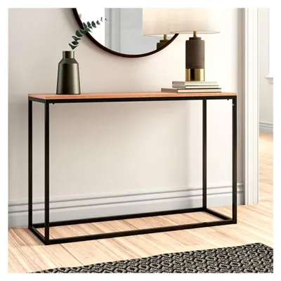 Produktbild von Konsolentisch Kittilä Sideboard 80 x 100 x 30 cm Flurtisch Beistelltisch Büro Wohnzimmer Industrial Schwarz/Eiche