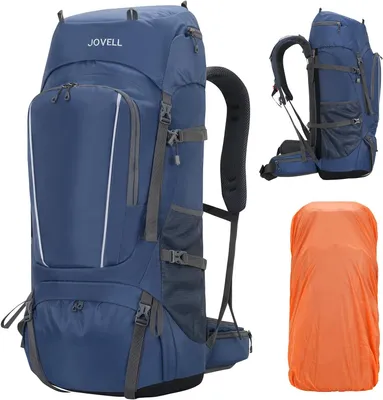 Produktbild von Wanderrucksack 70 l, blau, mit Regenhülle, für Camping