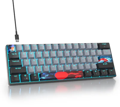 Productafbeelding van 60% Mechanisch Gaming Toetsenbord met Rode Switches en IJsblaue LED-verlichting