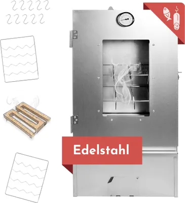 Produktbild von Räucherofen 80cm hoch Edelstahl mit Kaltrauchgenerator, Räucherschrank