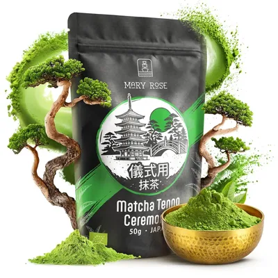 Produktbild von Mary Rose - Matcha Tee Ceremonial Tenno Japan 50g - Hochwertiges Grüner Tee Pulver aus Miyazaki - Mild, Umami - Erste Ernte - Ohne Bitterkeit