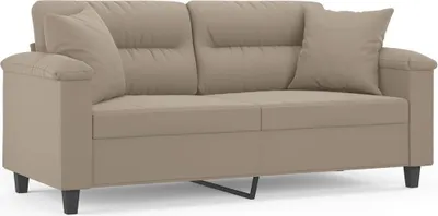 Produktbild von vidaXL 2-Sitzer-Sofa mit Kissen Taupe 140 cm Mikrofasergewebe