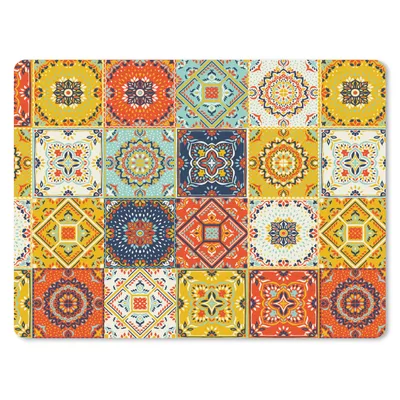 Produktbild von MuchoWow® Mauspad Mousepad Vintage - Blumen - Muster - Weiß - Orange 23x19 cm - Mousepads - Maus Mat - Pad - Mausunterlage - Schreibtischunterlage - Mauspad