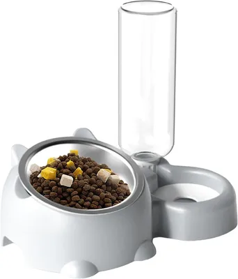 Produktbild von 2-in-1 Katzenfutter- und Wassernapf-Set mit 16-Grad-Ständer – Futterautomat für Hunde und Katzen