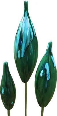 Produktbild von Spitzen aus Keramik - petrol - 30/25/20 cm Gartenkugel Rosenkugel Deko für Stab