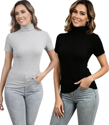 Imagen del producto de Elzusha - Jersey elegante de cuello alto con mangas cortas