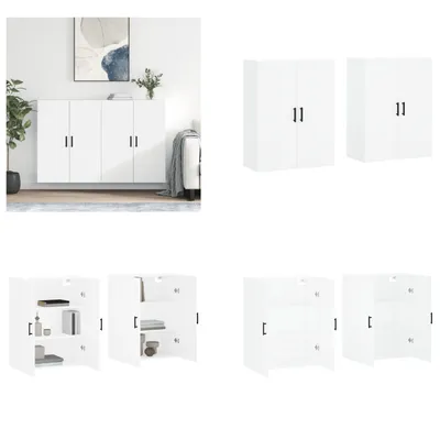 Produktbild von vidaXL Wandschränke 2 Stk. Weiß 69,5x34x90 cm - Wandschrank - Wandschränke - Schrank - Lagerschrank