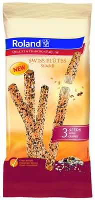 Produktbild von Roland Swiss Flûtes Stöckli 3-Korn 125 g / Dreikorn Gebäckstangen / Flutes
