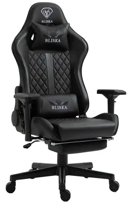 Produktbild von Chair Racing Chefsessel mit Fußstütze und ergonomsichen 4D-Armlehnen, ergonomischer Sportsitz Optik,Farbe:Schwarz
