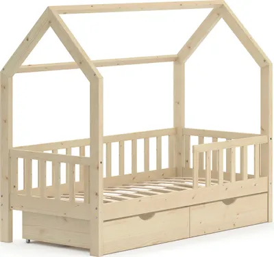 Obrázek produktu pro Vitalispa Domečková postel Wiki, 80x160 cm se 2 zásuvkami, Přírodní dřevo