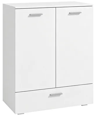 Produktbild von Modernes Sideboard, freistehender Aufbewahrungsschrank mit Schublade und verstellbarem Einlegeboden, Weiß