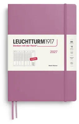 Image de LEUCHTTURM1917, planificateur hebdomadaire 2027, format B5 - Anglais, couleur rose poudré, dimensions : 254 x [dimensions manquantes]