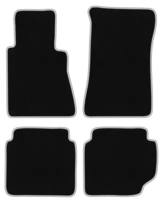 Produktbild von Fußmatten Velours Schwarz/Silber für Mercedes W116S 1972-1980 Set 4-tlg