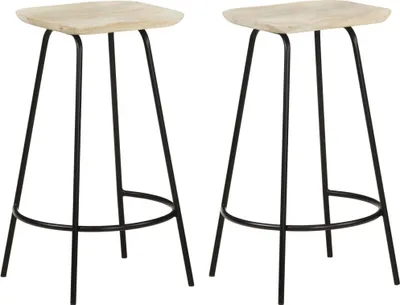Image de Tabourets de bar lot de 2 bois de manguier massif