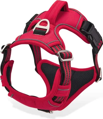 Image de Harnais pour Grand Chien, Anti Traction Harnais No Pull Réfléchissant Respirant Harnais Chiens Harnais léger de poitrine Grands Moyens Chiens Harnais de sécurité Souple S