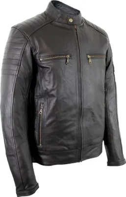Produktbild von Motorrad Biker Jacke Lederjacke schwarz mit Protektoren aus echtem Leder (XL)