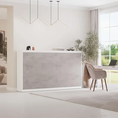 Produktbild von Schrankbett  Weiss/Beton 100 Horizontal Klappbett